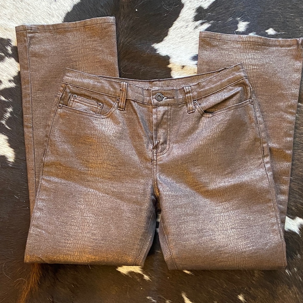 DG2 by Diane Gilman Shimmering Brown Straight Leg Jeans